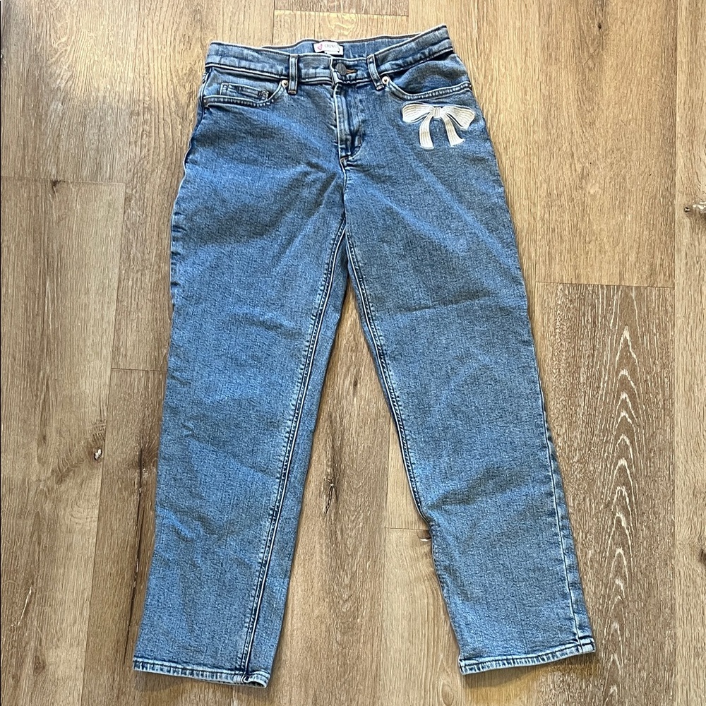 Crewcuts Blue Straight-Leg Jeans with White Bow Detail